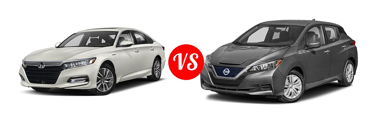2018 Honda Accord Hybrid Sedan Hybrid Touring vs. 2022 Nissan Leaf Hatchback Electric S / S PLUS / SL PLUS / SV / SV PLUS - Front Left Comparison