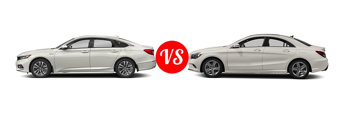 2018 Honda Accord Hybrid Sedan Hybrid EX / EX-L / EX-L w/Navi vs. 2018 Mercedes-Benz CLA-Class Sedan CLA 250 - Side Comparison