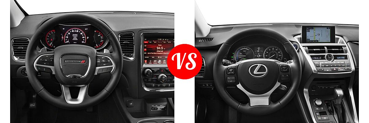 2017 Dodge Durango SUV GT / SXT vs. 2017 Lexus NX 300h SUV NX 300h - Dashboard Comparison