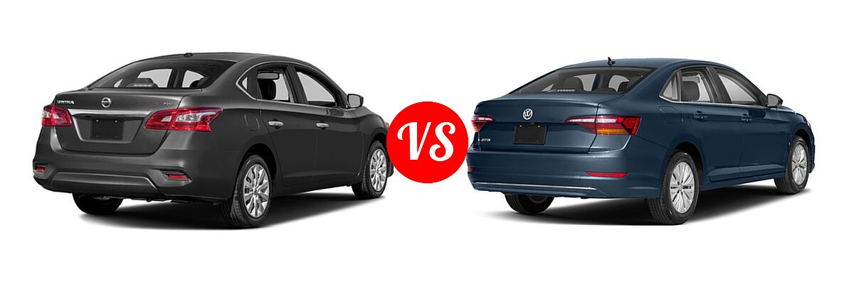 2019 Nissan Sentra Sedan S vs. 2019 Volkswagen Jetta Sedan R-Line / S / SE - Rear Right Comparison