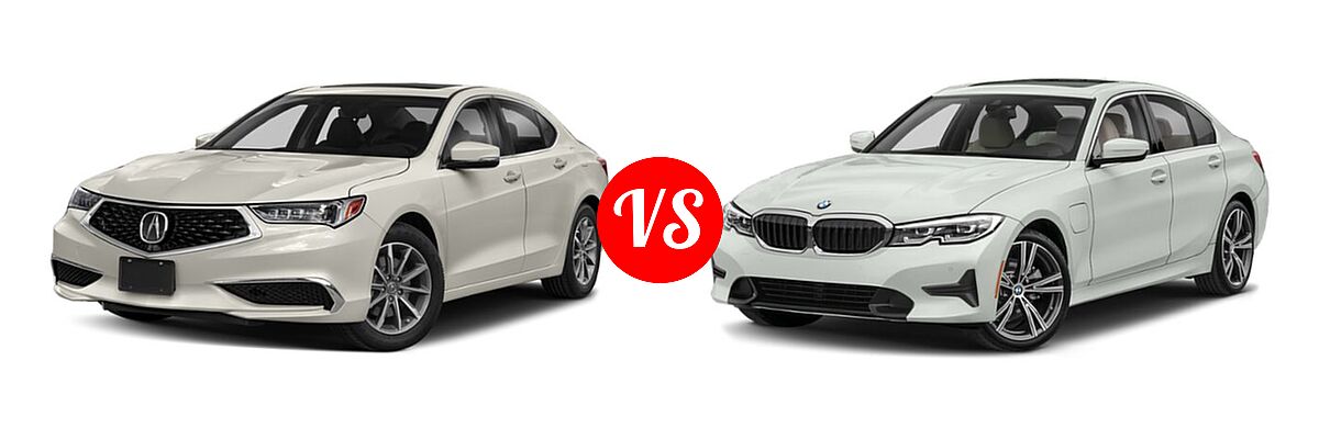 2019 Acura TLX Sedan w/A-SPEC Pkg / w/Technology Pkg vs. 2021 BMW 3 Series Sedan PHEV 330e / 330e xDrive - Front Left Comparison