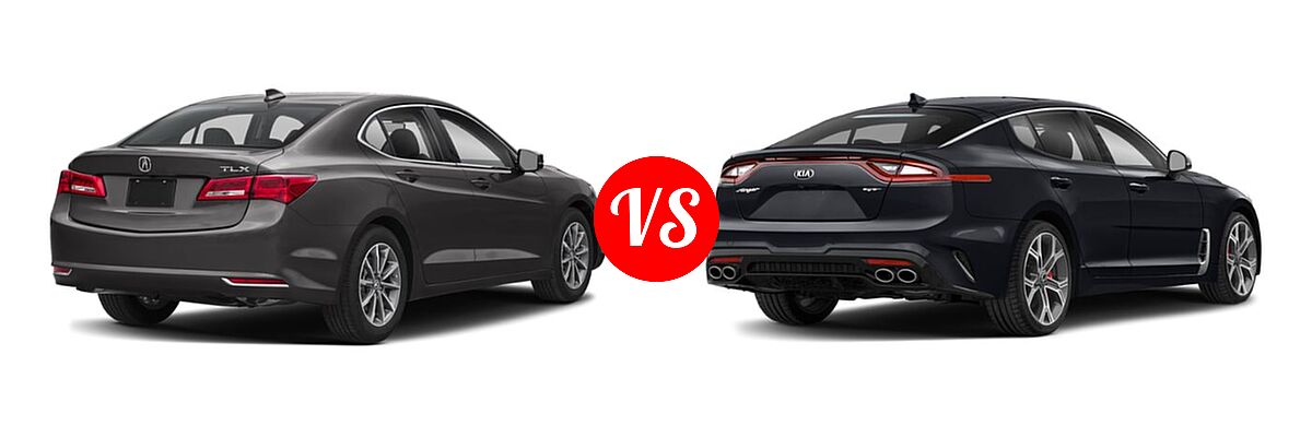2019 Acura TLX Sedan w/A-SPEC Pkg / w/Technology Pkg vs. 2020 Kia Stinger Sedan GT / GT-Line / GT1 / GT2 - Rear Right Comparison