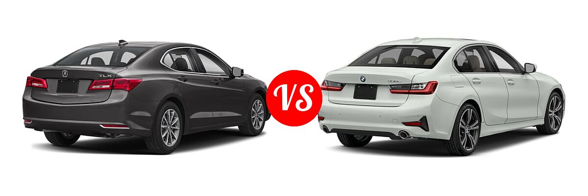 2019 Acura TLX Sedan w/A-SPEC Pkg / w/Technology Pkg vs. 2021 BMW 3 Series Sedan PHEV 330e / 330e xDrive - Rear Right Comparison