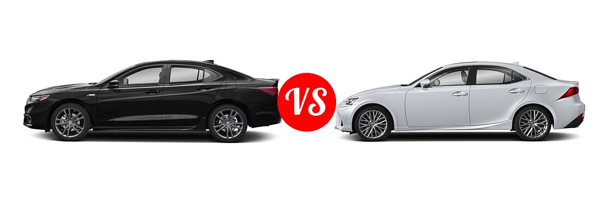 2019 Acura TLX Sedan w/A-SPEC Pkg / w/Technology Pkg vs. 2018 Lexus IS 300 Sedan IS 300 - Side Comparison