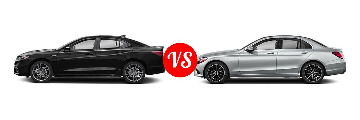 2019 Acura TLX Sedan w/A-SPEC Pkg / w/Technology Pkg vs. 2019 Mercedes-Benz C-Class Sedan C 300 - Side Comparison