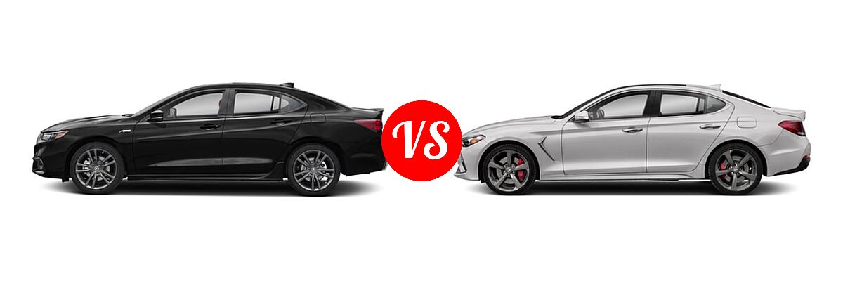 2019 Acura TLX Sedan w/A-SPEC Pkg / w/Technology Pkg vs. 2019 Genesis G70 Sedan 2.0T Advanced / 2.0T Sport / 3.3T Advanced / 3.3T Design / 3.3T Dynamic - Side Comparison