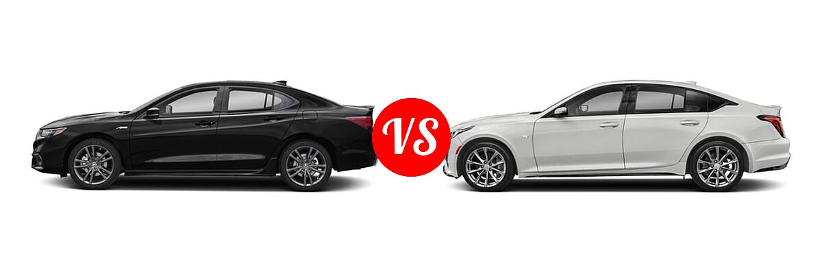 2019 Acura TLX Sedan w/A-SPEC Pkg / w/Technology Pkg vs. 2020 Cadillac CT5 Sedan Luxury / Premium Luxury / Sport - Side Comparison
