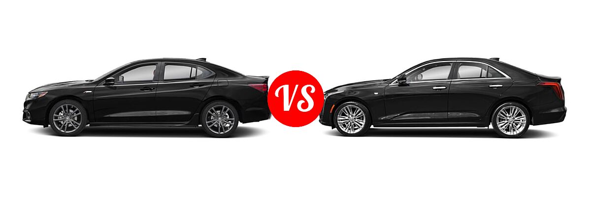 2019 Acura TLX Sedan w/A-SPEC Pkg / w/Technology Pkg vs. 2020 Cadillac CT4 Sedan Luxury / Premium Luxury / Sport / V-Series - Side Comparison