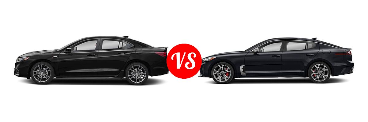 2019 Acura TLX Sedan w/A-SPEC Pkg / w/Technology Pkg vs. 2020 Kia Stinger Sedan GT / GT-Line / GT1 / GT2 - Side Comparison