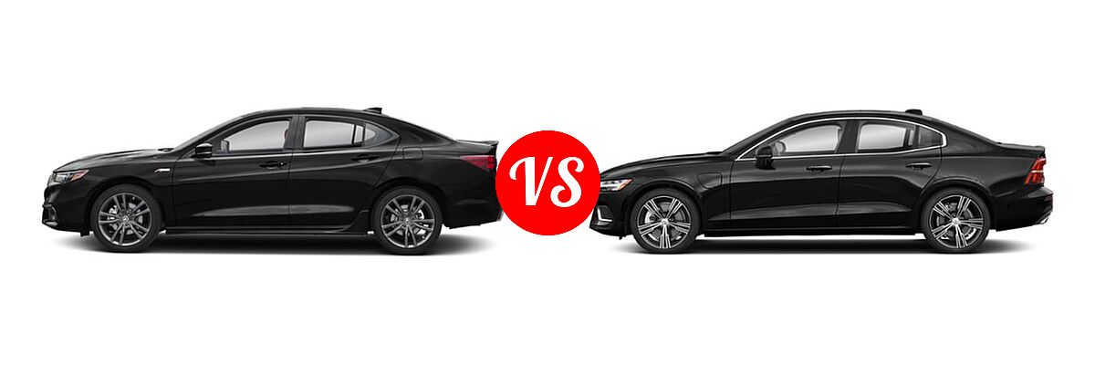 2019 Acura TLX Sedan w/A-SPEC Pkg / w/Technology Pkg vs. 2021 Volvo S60 Sedan PHEV Inscription - Side Comparison
