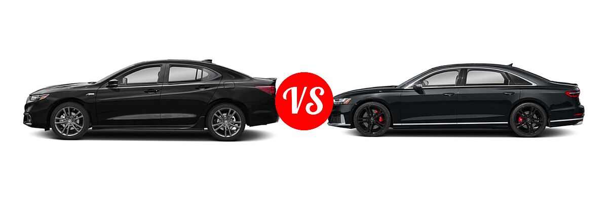 2019 Acura TLX Sedan w/A-SPEC Pkg / w/Technology Pkg vs. 2021 Audi S8 Sedan 4.0 TFSI - Side Comparison