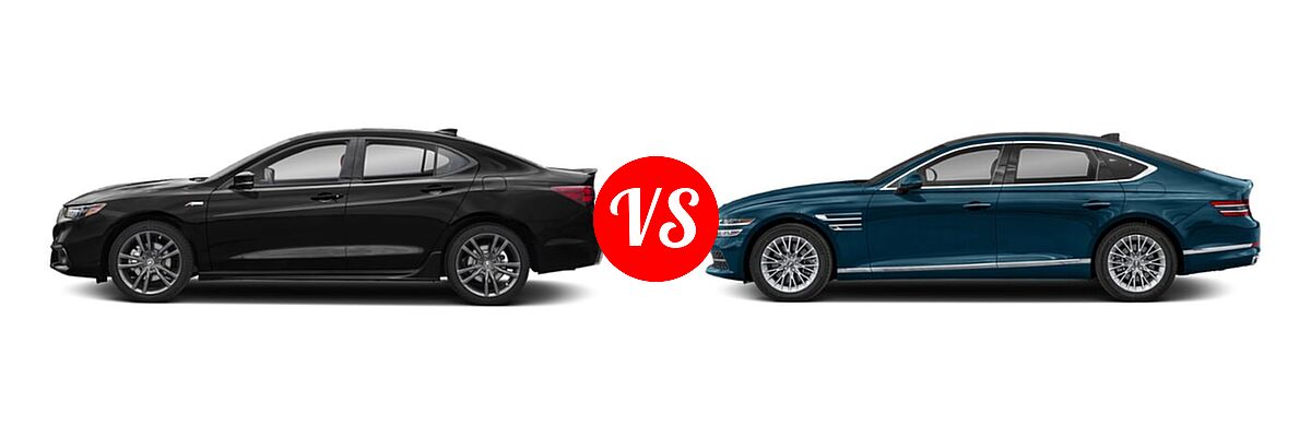 2019 Acura TLX Sedan w/A-SPEC Pkg / w/Technology Pkg vs. 2021 Genesis G80 Sedan 2.5T / 3.5T - Side Comparison