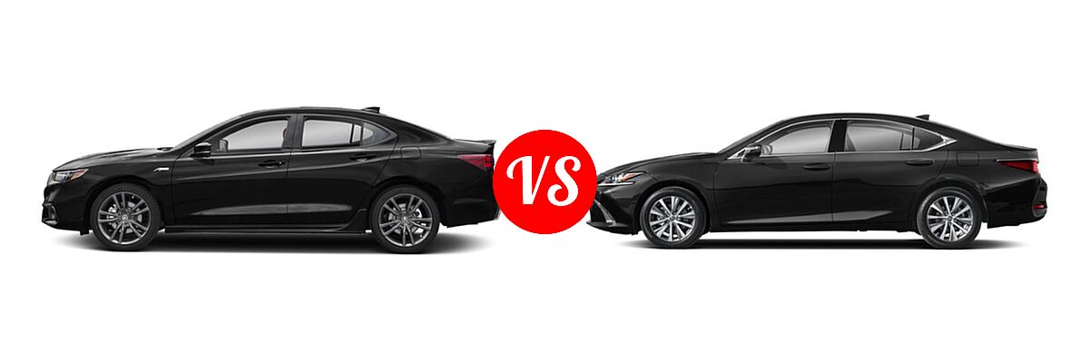 2019 Acura TLX Sedan w/A-SPEC Pkg / w/Technology Pkg vs. 2021 Lexus ES 250 Sedan ES 250 - Side Comparison