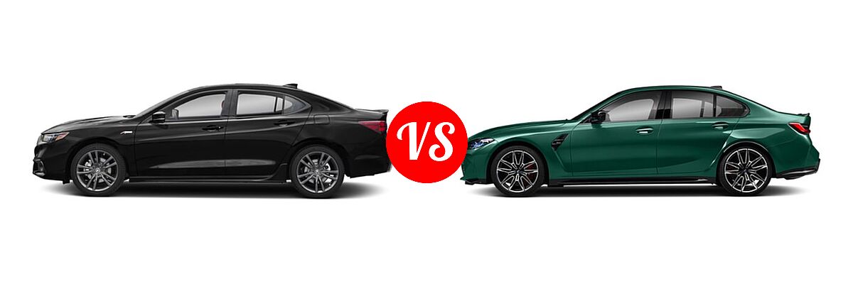 2019 Acura TLX Sedan w/A-SPEC Pkg / w/Technology Pkg vs. 2021 BMW M3 Sedan Competition / Sedan - Side Comparison