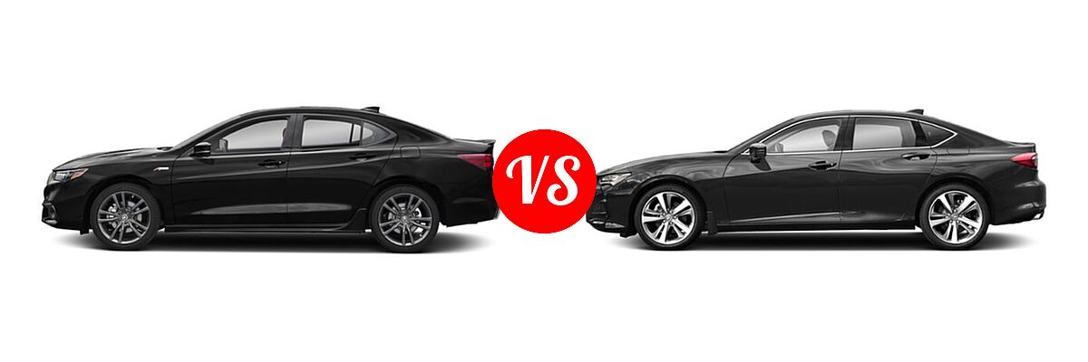 2019 Acura TLX Sedan w/A-SPEC Pkg / w/Technology Pkg vs. 2022 Acura TLX Sedan FWD / SH-AWD - Side Comparison