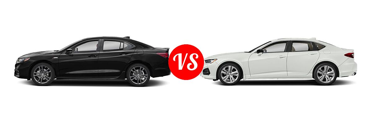 2019 Acura TLX Sedan w/A-SPEC Pkg / w/Technology Pkg vs. 2022 Acura TLX Sedan w/Technology Package - Side Comparison