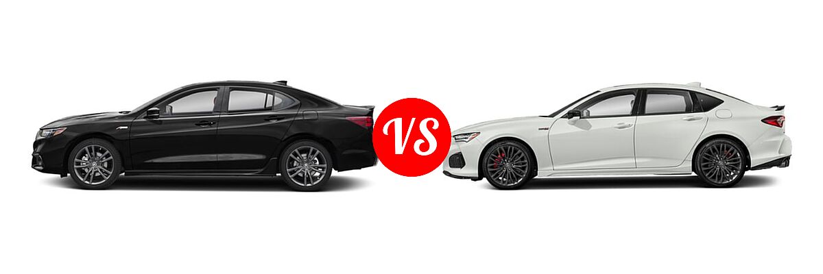 2019 Acura TLX Sedan w/A-SPEC Pkg / w/Technology Pkg vs. 2022 Acura TLX Sedan w/A-Spec Package - Side Comparison