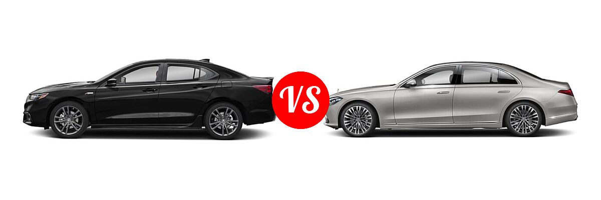 2019 Acura TLX Sedan w/A-SPEC Pkg / w/Technology Pkg vs. 2022 Mercedes-Benz S-Class Sedan S 580 - Side Comparison