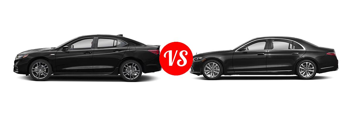 2019 Acura TLX Sedan w/A-SPEC Pkg / w/Technology Pkg vs. 2022 Mercedes-Benz S-Class Sedan S 500 - Side Comparison
