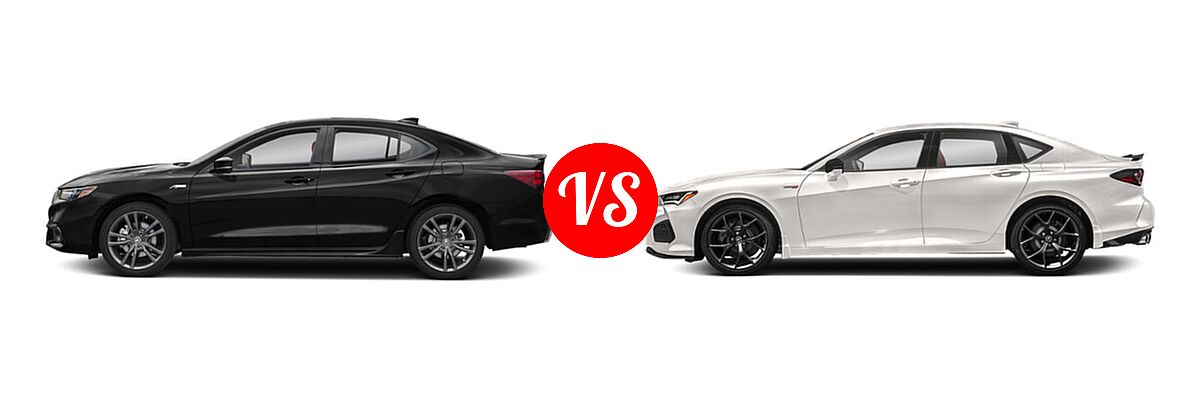 2019 Acura TLX Sedan w/A-SPEC Pkg / w/Technology Pkg vs. 2022 Acura TLX Sedan Type S w/Performance Tire - Side Comparison