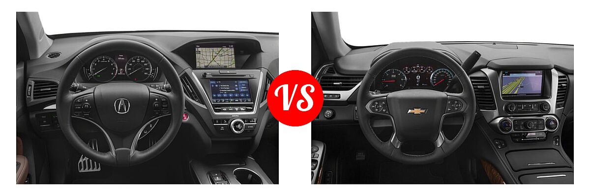 2019 Acura MDX SUV Hybrid Sport Hybrid w/Technology Pkg vs. 2019 Chevrolet Tahoe SUV LS / LT - Dashboard Comparison