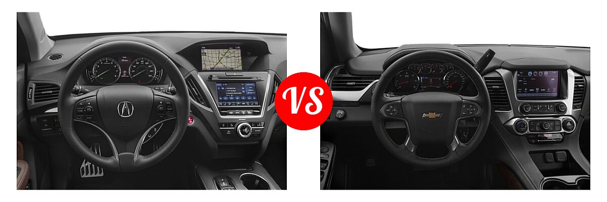 2019 Acura MDX SUV Hybrid Sport Hybrid w/Technology Pkg vs. 2019 Chevrolet Tahoe SUV Premier - Dashboard Comparison