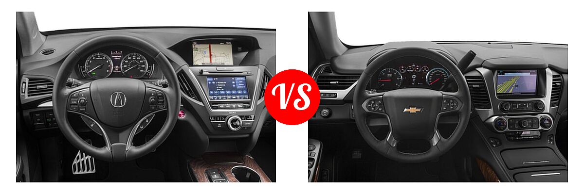 2019 Acura MDX SUV Hybrid Sport Hybrid w/Advance Pkg vs. 2019 Chevrolet Tahoe SUV LS / LT - Dashboard Comparison