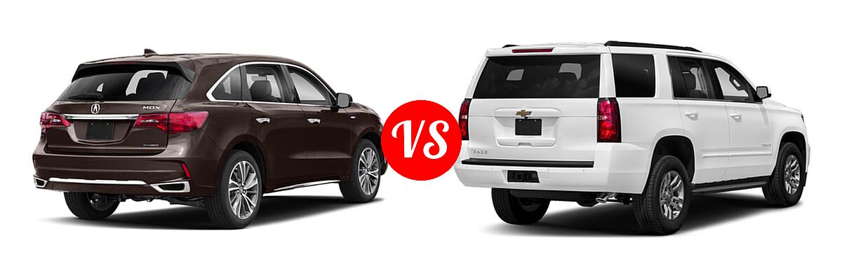 2019 Acura MDX SUV Hybrid Sport Hybrid w/Technology Pkg vs. 2019 Chevrolet Tahoe SUV Premier - Rear Right Comparison