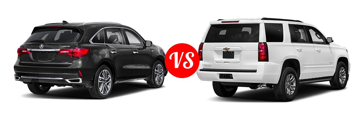 2019 Acura MDX SUV Hybrid Sport Hybrid w/Advance Pkg vs. 2019 Chevrolet Tahoe SUV Premier - Rear Right Comparison