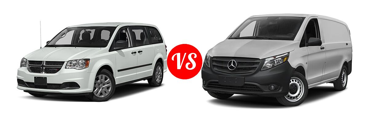2017 Dodge Grand Caravan Minivan SE / SE Plus / SXT vs. 2017 Mercedes-Benz Metris Minivan Worker - Front Left Comparison