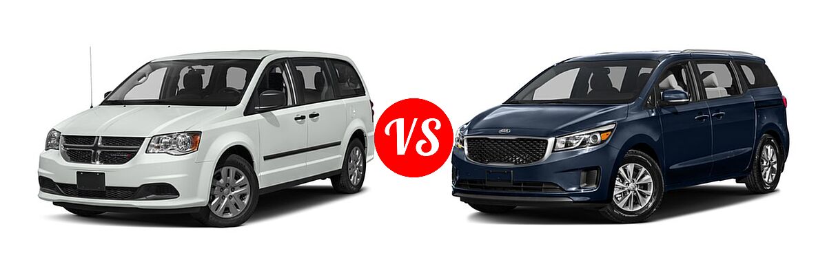 2017 Dodge Grand Caravan Minivan SE / SE Plus / SXT vs. 2017 Kia Sedona Minivan L / LX - Front Left Comparison