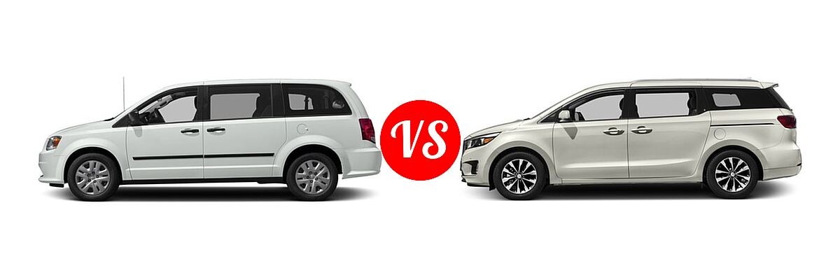 2017 Dodge Grand Caravan Minivan SE / SE Plus / SXT vs. 2017 Kia Sedona Minivan EX / SX - Side Comparison