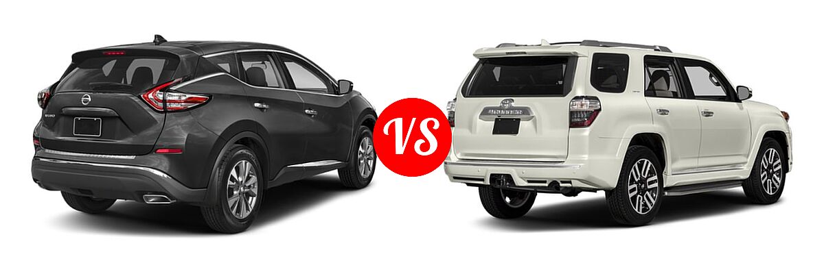 2018 Nissan Murano SUV Platinum / S / SL / SV vs. 2018 Toyota 4Runner SUV Limited - Rear Right Comparison
