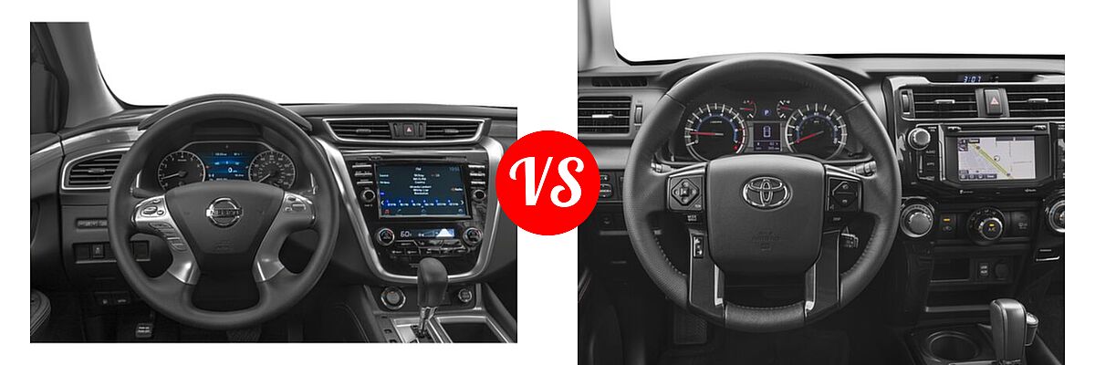 2018 Nissan Murano SUV Platinum / S / SL / SV vs. 2018 Toyota 4Runner SUV TRD Off Road Premium - Dashboard Comparison