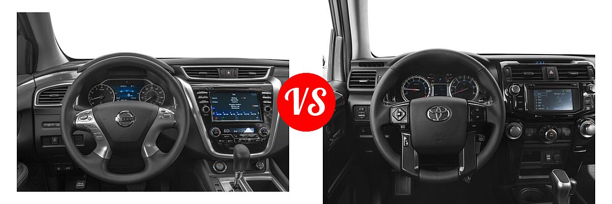 2018 Nissan Murano SUV Platinum / S / SL / SV vs. 2018 Toyota 4Runner SUV TRD Pro - Dashboard Comparison