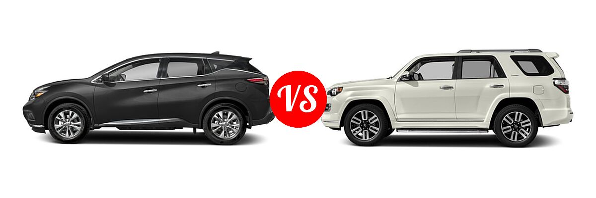 2018 Nissan Murano SUV Platinum / S / SL / SV vs. 2018 Toyota 4Runner SUV Limited - Side Comparison