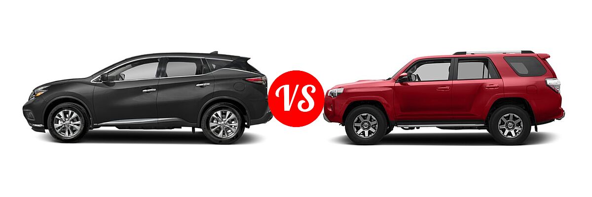 2018 Nissan Murano SUV Platinum / S / SL / SV vs. 2018 Toyota 4Runner SUV TRD Off Road Premium - Side Comparison