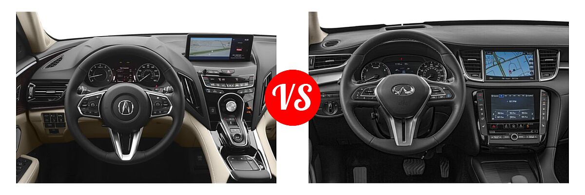 2019 Acura RDX SUV w/Advance Pkg vs. 2019 Infiniti QX50 SUV ESSENTIAL / LUXE / PURE - Dashboard Comparison