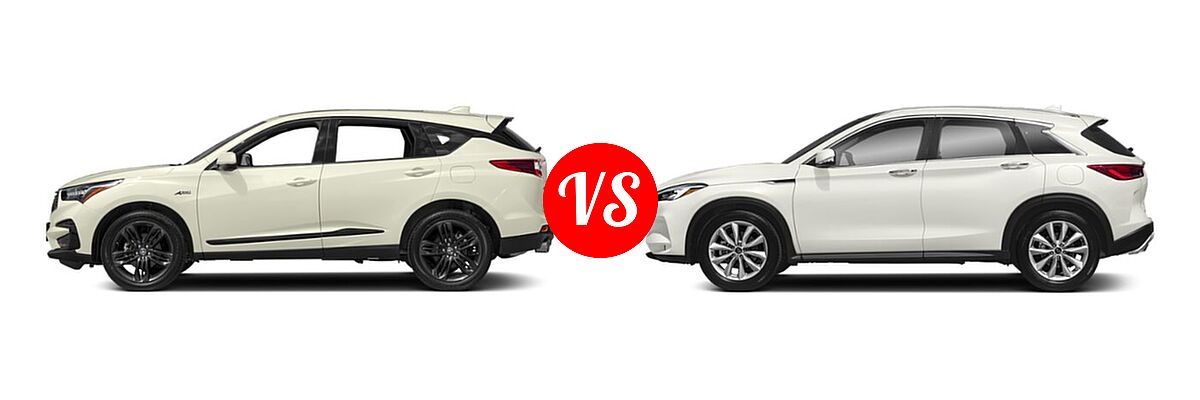 2019 Acura RDX SUV w/A-Spec Pkg vs. 2019 Infiniti QX50 SUV ESSENTIAL / LUXE / PURE - Side Comparison