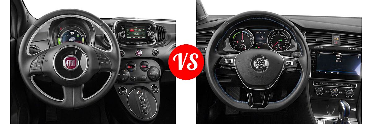 2017 FIAT 500e Hatchback Hatch vs. 2017 Volkswagen e-Golf Hatchback SE / SEL Premium - Dashboard Comparison