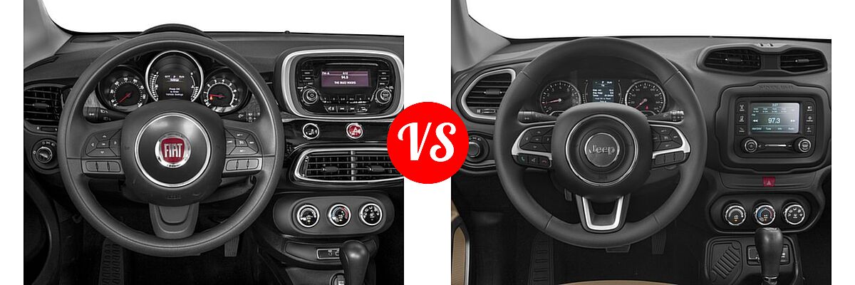 2017 FIAT 500X SUV Lounge / Pop / Trekking vs. 2017 Jeep Renegade SUV Sport - Dashboard Comparison