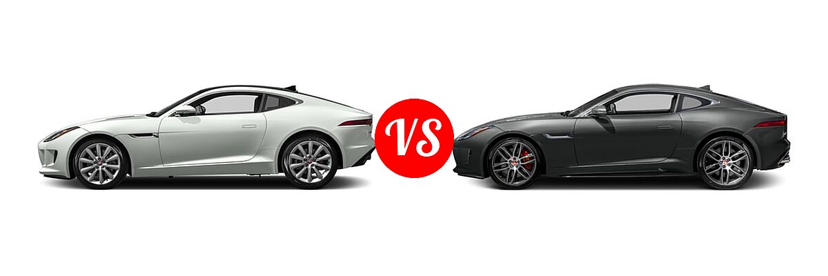 2017 Jaguar F-TYPE Coupe Coupe Auto / Coupe Manual / Premium vs. 2017 Jaguar F-TYPE R Coupe R - Side Comparison