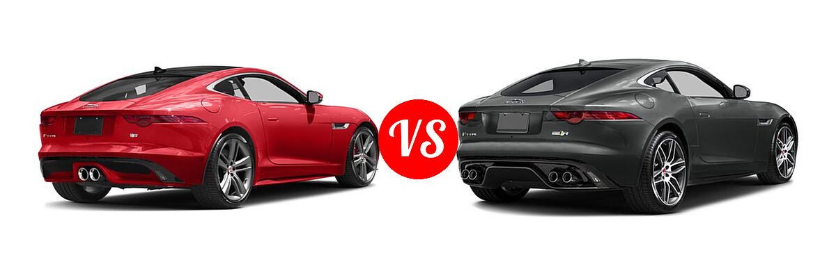 2017 Jaguar F-TYPE Coupe S British Design Edition vs. 2017 Jaguar F-TYPE R Coupe R - Rear Right Comparison