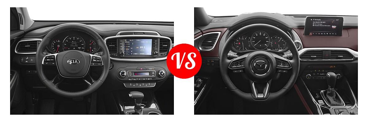 2019 Kia Sorento SUV EX V6 / L / LX / LX V6 / SX Limited V6 / SX V6 vs. 2019 Mazda CX-9 SUV Grand Touring - Dashboard Comparison