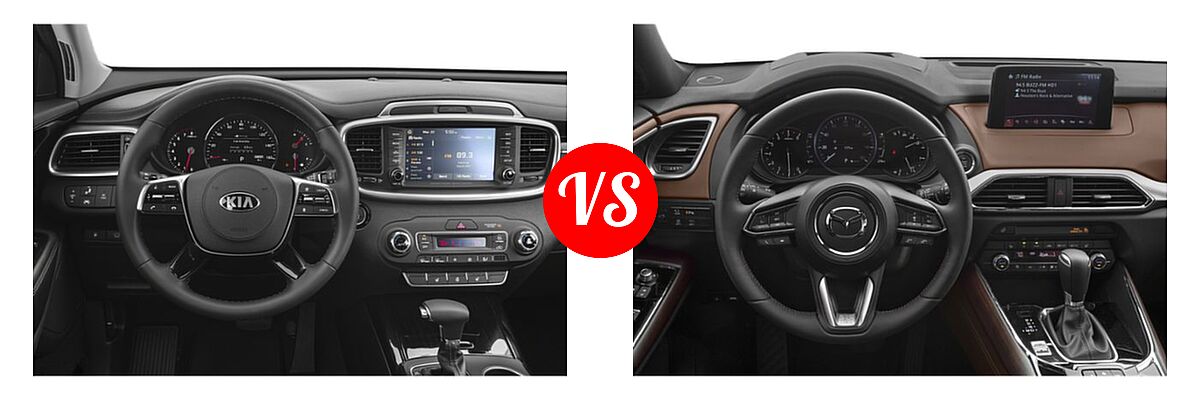 2019 Kia Sorento SUV EX V6 / L / LX / LX V6 / SX Limited V6 / SX V6 vs. 2019 Mazda CX-9 SUV Signature - Dashboard Comparison