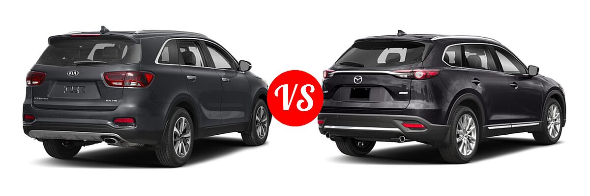 2019 Kia Sorento SUV EX V6 / L / LX / LX V6 / SX Limited V6 / SX V6 vs. 2019 Mazda CX-9 SUV Grand Touring - Rear Right Comparison