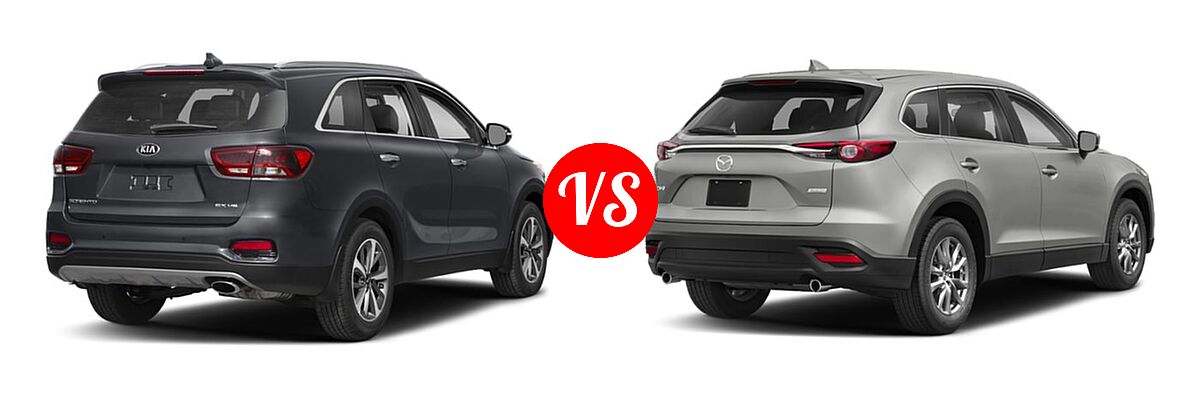 2019 Kia Sorento SUV EX V6 / L / LX / LX V6 / SX Limited V6 / SX V6 vs. 2019 Mazda CX-9 SUV Sport - Rear Right Comparison