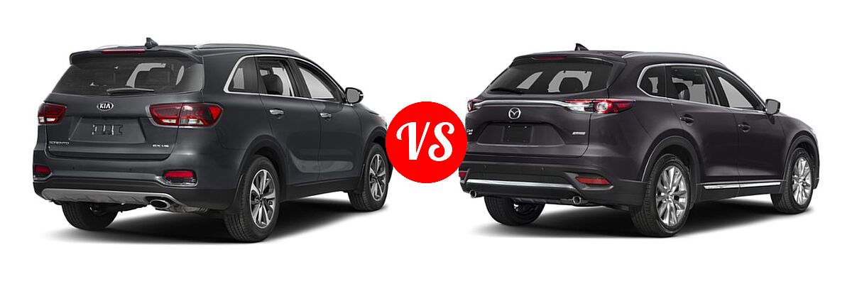 2019 Kia Sorento SUV EX V6 / L / LX / LX V6 / SX Limited V6 / SX V6 vs. 2019 Mazda CX-9 SUV Grand Touring - Rear Right Comparison