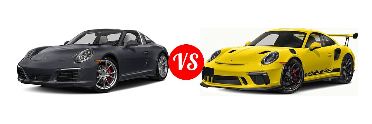 2018 Porsche 911 Coupe 4 / 4 GTS / 4S vs. 2019 Porsche 911 GT3 RS Coupe GT3 RS - Front Left Comparison