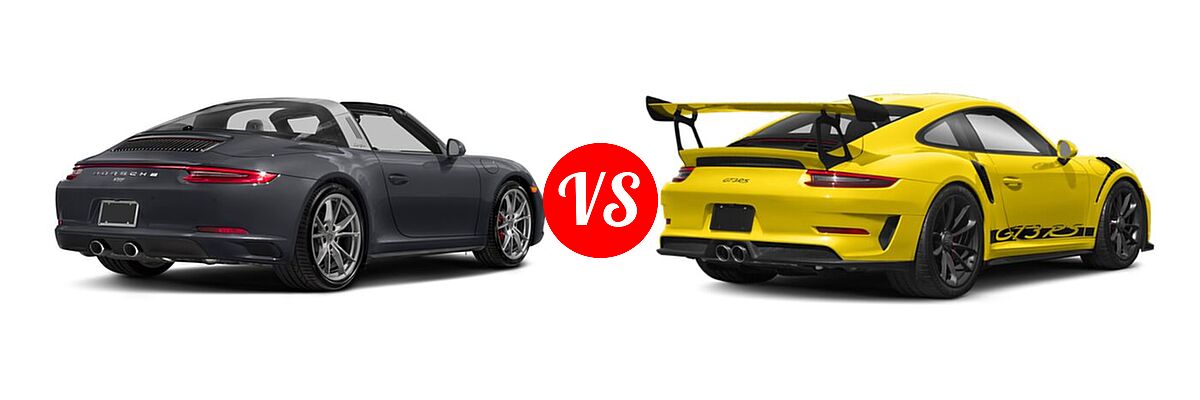 2018 Porsche 911 Coupe 4 / 4 GTS / 4S vs. 2019 Porsche 911 GT3 RS Coupe GT3 RS - Rear Right Comparison